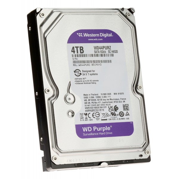 WD σκληρός δίσκος Purple 3.5", 4TB, 128MB, 5400RPM, 6Gb/s - 