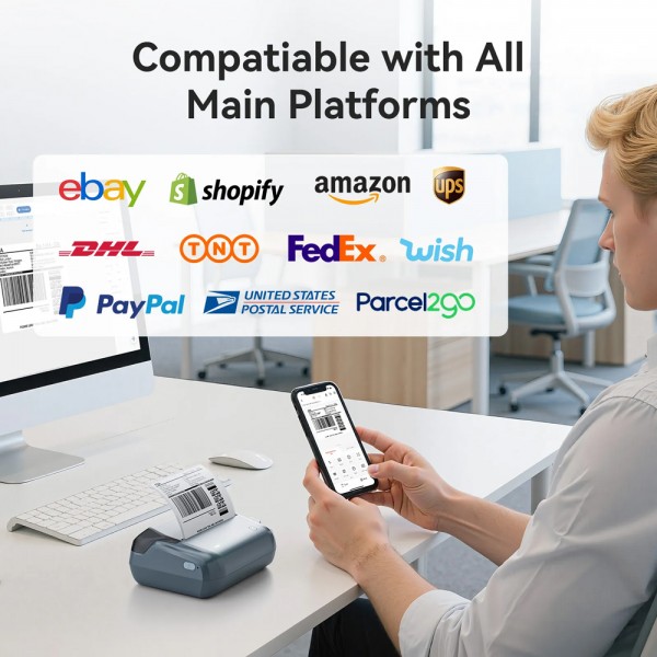 NIIMBOT smart θερμικός εκτυπωτής ετικετών B4, 203dpi, Bluetooth, μπλε