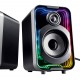 POWERTECH ηχεία PT-1575 με RGB φωτισμό, 2x 5W, Bluetooth & USB/USB-C, μαύρα