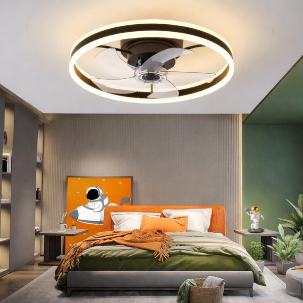 POWERTECH ανεμιστήρας οροφής PT-1560 με LED φως, 45W, Φ50x20cm, μαύρος - Φωτιστικά Οροφής