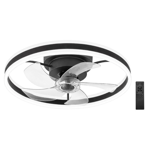 POWERTECH ανεμιστήρας οροφής PT-1560 με LED φως, 45W, Φ50x20cm, μαύρος - Φωτιστικά Οροφής