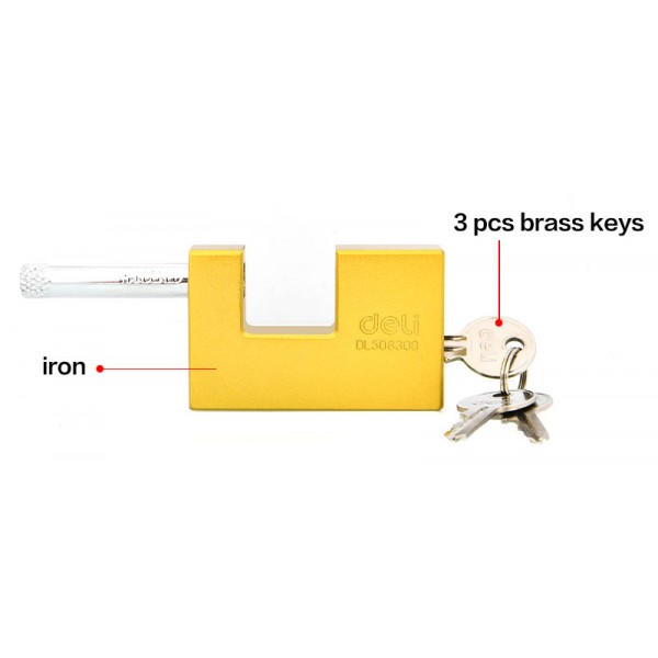 DELI λουκέτο τάκου με κλειδί DL508308, heavy duty, 80mm - 