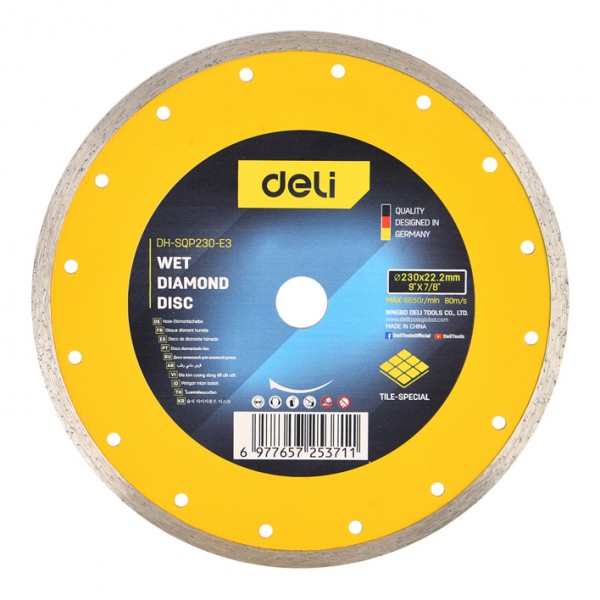 DELI δίσκος κοπής διαμαντέ DH-SQP230-E3, δομικών υλικών, 230mm, 6650rpm, wet - DELI