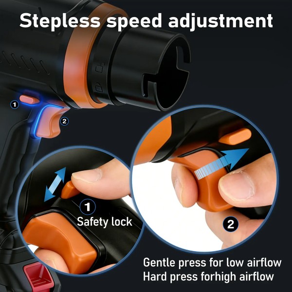 KINZIR ηλεκτρικό air duster AD61, 800W, 2000mAh, Brushless, μαύρο