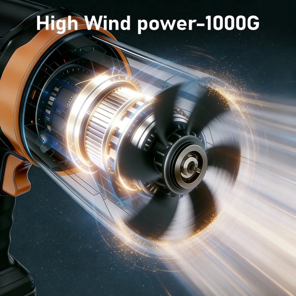 KINZIR ηλεκτρικό air duster AD61, 800W, 2000mAh, Brushless, μαύρο