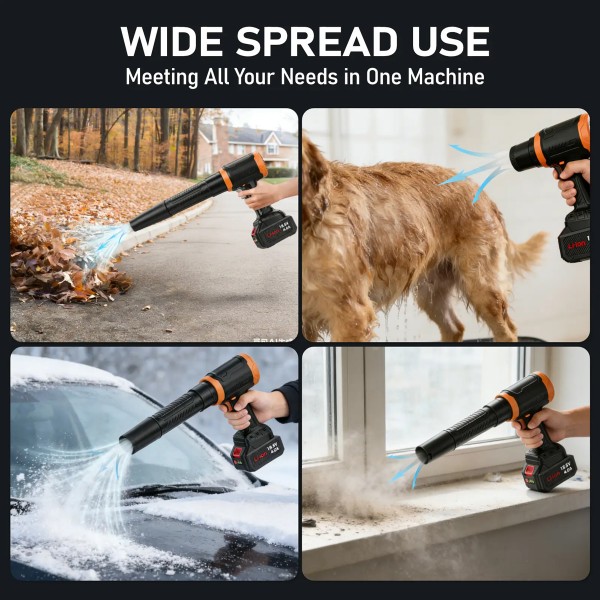 KINZIR ηλεκτρικό air duster AD61, 800W, 2000mAh, Brushless, μαύρο - 