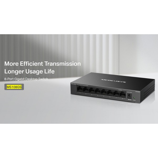 MERCUSYS desktop switch MS108GS, 8x Gigabit θύρες, V1.0 - 