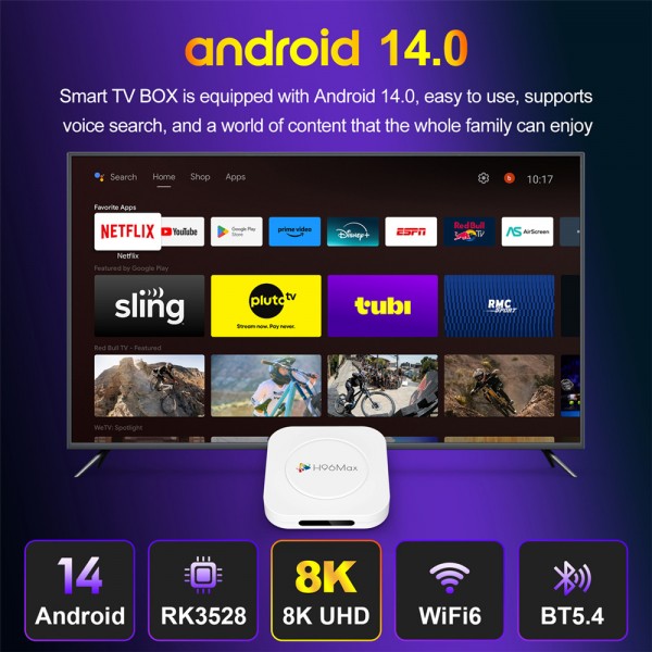 H96 MAX TV Box M1 Plus, 8K, 4/32GB, WiFi 6, Bluetooth, Android 14 - H96 MAX