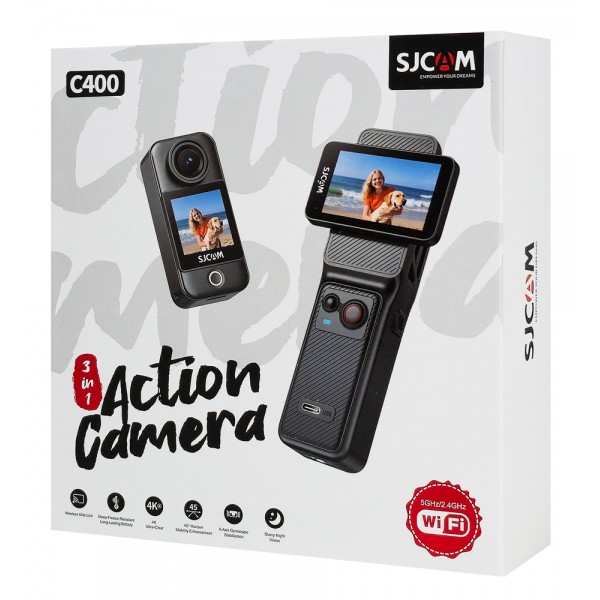 SJCAM action camera C400 με ασύρματο χειριστήριο, 16MP/4K, WiFi, αδιάβροχη θήκη, μαύρη