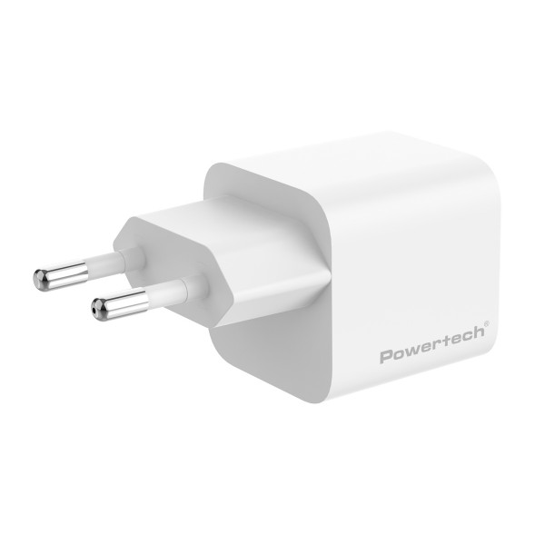 POWERTECH φορτιστής τοίχου PT-1577 με καλώδιο, USB-C, 65W, GaN, AVS, λευκός - Φορτιστές Κινητών