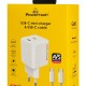 POWERTECH φορτιστής τοίχου PT-1577 με καλώδιο, USB-C, 65W, GaN, AVS, λευκός