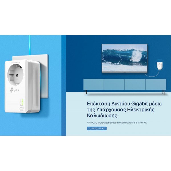 TP-LINK powerline kit TL-PA7027P KIT, passthrough, AV1000 1000Mbps, V1.0 - 