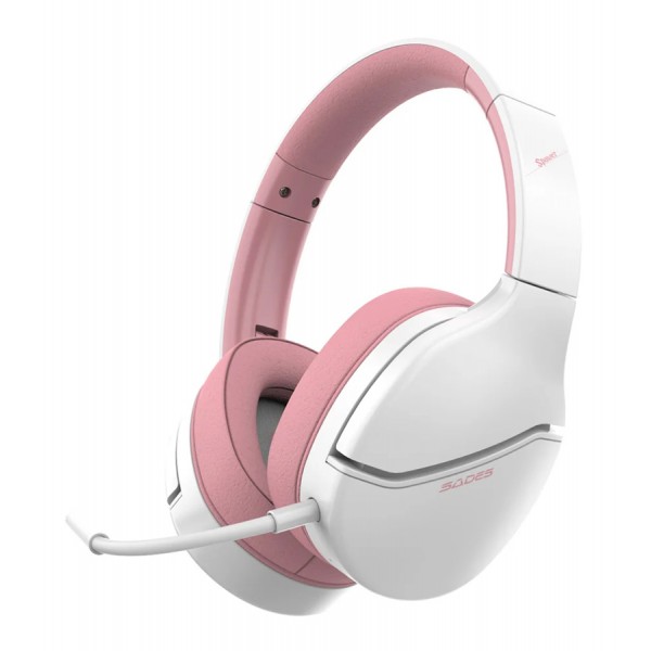 SADES gaming headset Spower, 3.5mm σύνδεση, 40mm, multi-platform, ροζ/λευκό - Sades