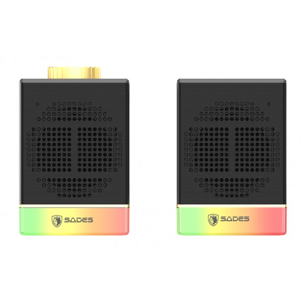 SADES gaming ηχεία Dionsyn με RGB φωτισμό, 2x 5W, Bluetooth & USB-C/USB, μαύρα - Sades