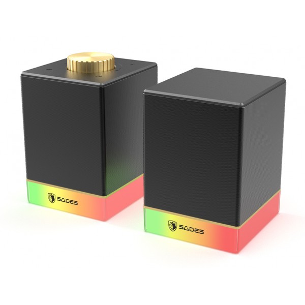 SADES gaming ηχεία Dionsyn με RGB φωτισμό, 2x 5W, Bluetooth & USB-C/USB, μαύρα - Sades