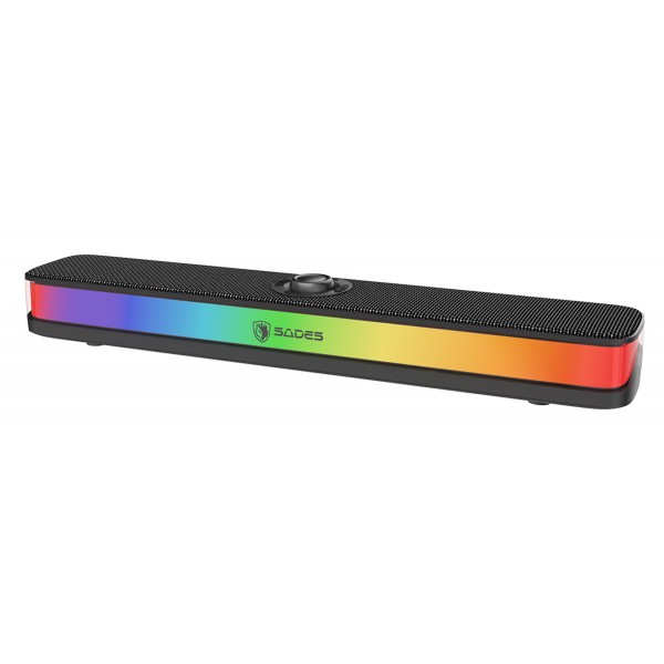 SADES soundbar Posevolt με RGB φωτισμό, 10W, Bluetooth & USB-C/USB, μαύρο - Sades