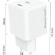 POWERTECH φορτιστής τοίχου PT-1577 με καλώδιο, USB-C, 65W, GaN, AVS, λευκός