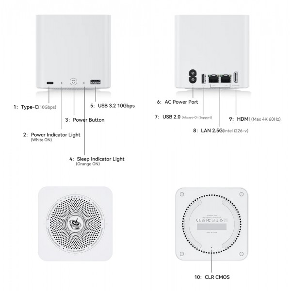 BEELINK mini PC/NAS ME Mini με 6x θέσεις M.2, Intel N95, 12GB, 1TB M.2, Windows 11 Home