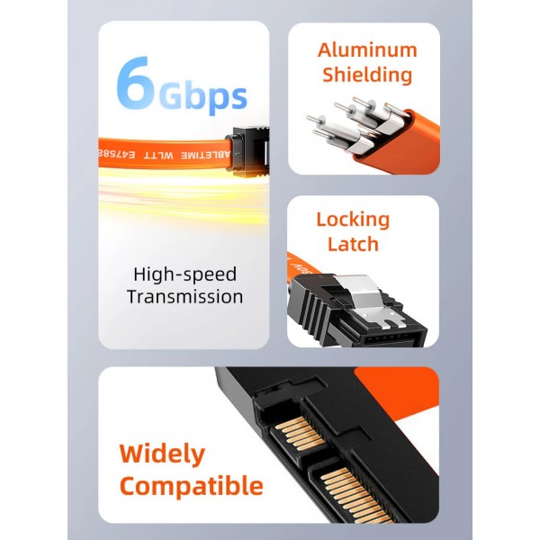 CABLETIME καλώδιο SATA III CT-SATA3R, γωνιακό, 6Gbps, 0.50m, πορτοκαλί - Περιφερειακά