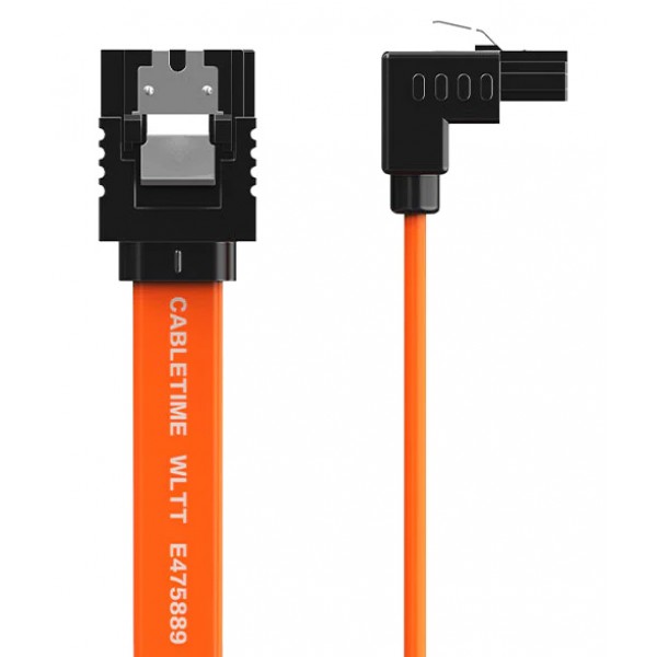 CABLETIME καλώδιο SATA III CT-SATA3R, γωνιακό, 6Gbps, 0.50m, πορτοκαλί - Περιφερειακά