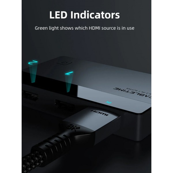 CABLETIME HDMI splitter CT-HSP4K2-AG, 1 σε 2, 4K/60Hz, uni-directional, γκρι