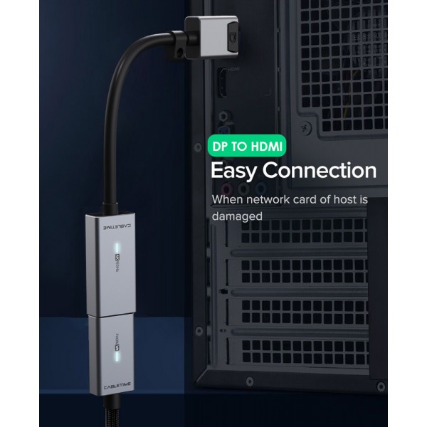 CABLETIME αντάπτορας DisplayPort σε HDMI CT-AV589-P02G4K60, 4K/60Hz, γκρι - CABLETIME