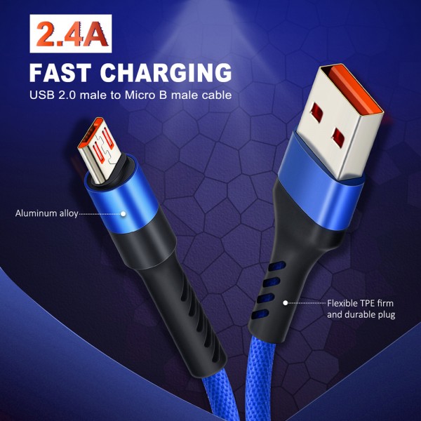 CABLETIME καλώδιο micro USB σε USB CT-C165-P05, 2.4A, 480Mbps, 1m, μπλε - Περιφερειακά
