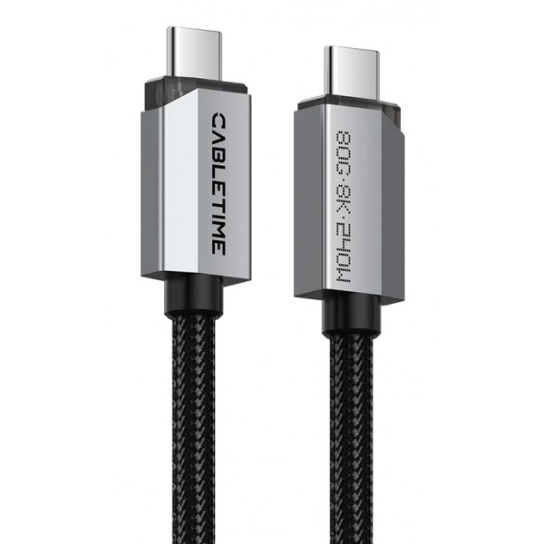 CABLETIME καλώδιο USB-C CT-USB4V2, USB4, 240W, 80Gbps, 8K/60Hz, 1m, μαύρο - CABLETIME