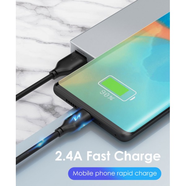 CABLETIME καλώδιο micro USB σε USB CT-C165-05G, 2.4A, 480Mbps, 0.25m, μαύρο - USB