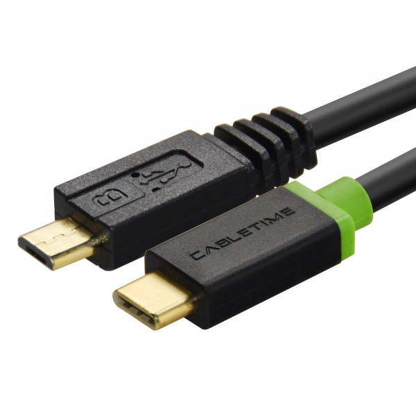 CABLETIME καλώδιο USB-C σε micro USB CT-U32-CMMCBG, 2A, 480Mbps, 1m, μαύρο - CABLETIME