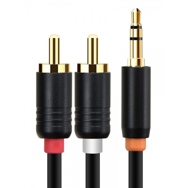 CABLETIME καλώδιο ήχου 3.5mm σε 2x RCA CT-AV314-P12G, 0.5m, μαύρο - Περιφερειακά