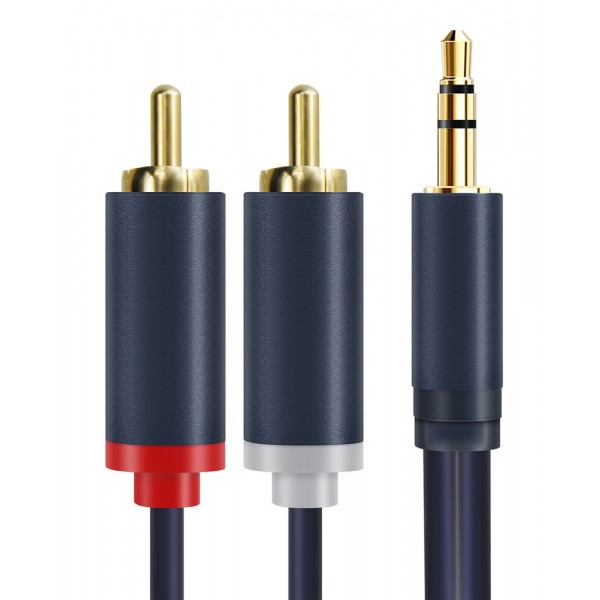 CABLETIME καλώδιο ήχου 3.5mm σε 2x RCA CT-AV303-H12G, 15m, μπλε - Περιφερειακά