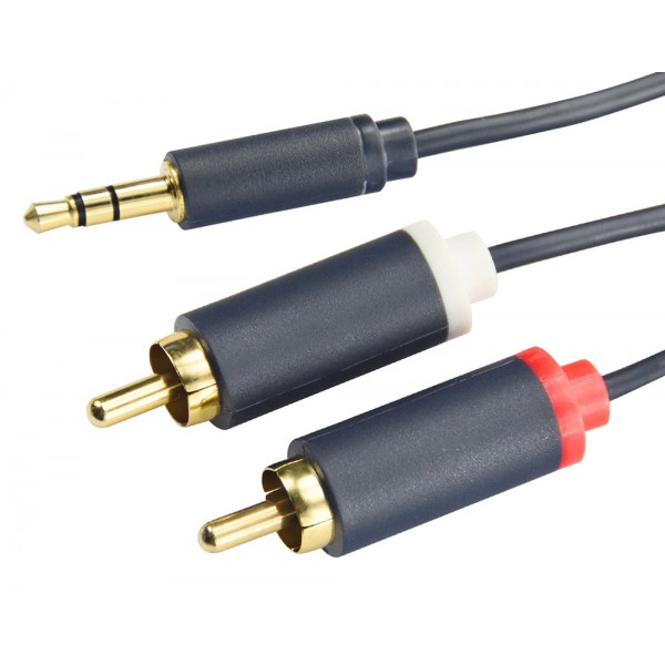 CABLETIME καλώδιο ήχου 3.5mm σε 2x RCA CT-AV303-H12G, 15m, μπλε - Περιφερειακά