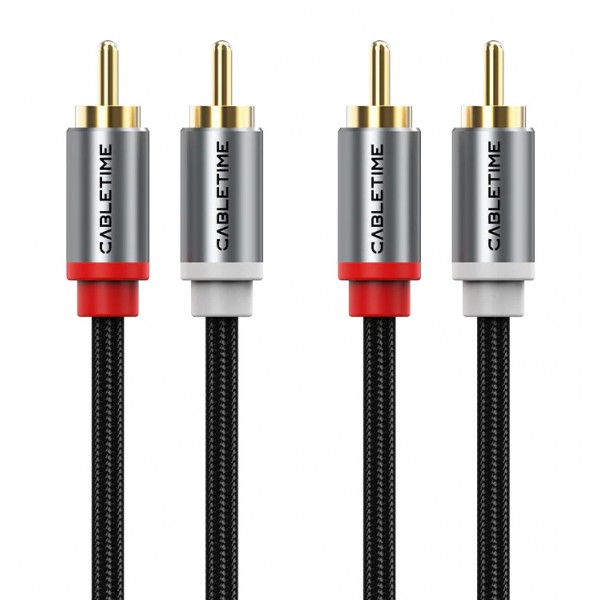 CABLETIME καλώδιο ήχου 2x RCA σε 2x RCA CT-RCA, 1m, μαύρο - Περιφερειακά