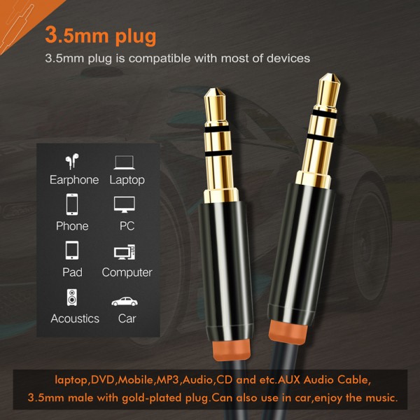 CABLETIME καλώδιο ήχου 3.5mm CT-AV311-P11G, gold plated, 0.5m, μαύρο