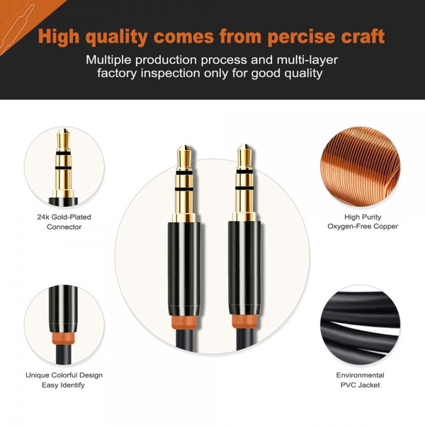 CABLETIME καλώδιο ήχου 3.5mm CT-AV311-P11G, gold plated, 0.5m, μαύρο