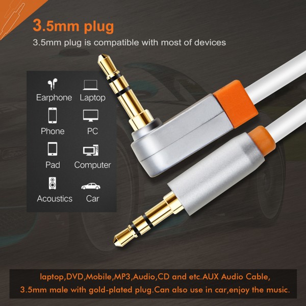 CABLETIME καλώδιο ήχου 3.5mm CT-AV311-P11RG, γωνιακό, gold plated, 3m, λευκό