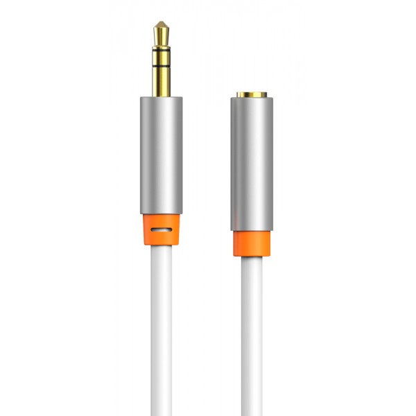 CABLETIME καλώδιο προέκτασης ήχου 3.5mm CT-AV311-P12G, gold plated, 1m, λευκό - Περιφερειακά