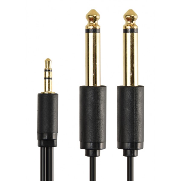 CABLETIME καλώδιο ήχου 3.5mm σε 2x 6.35mm AV310-17G, 1.8m, μαύρο - Περιφερειακά