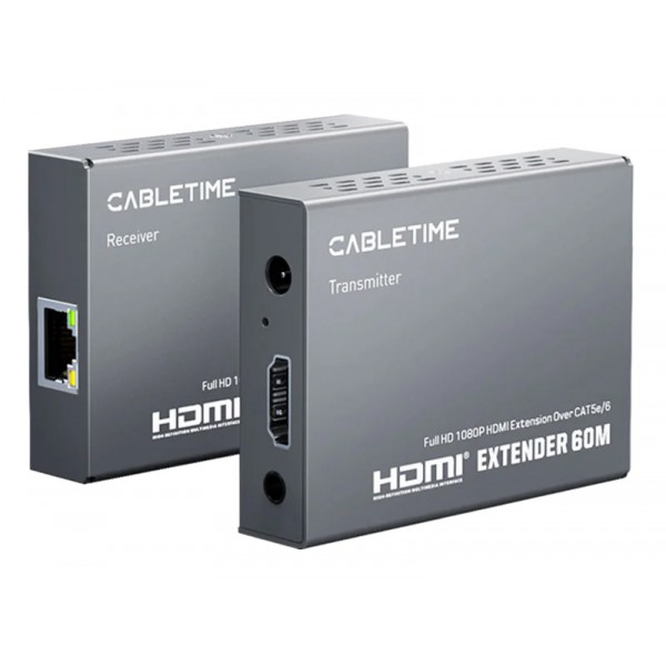 CABLETIME HDMI video extender CT-HEHD-FG60 μέσω καλωδίου RJ45, 1080p/60Hz, έως 60m - CABLETIME