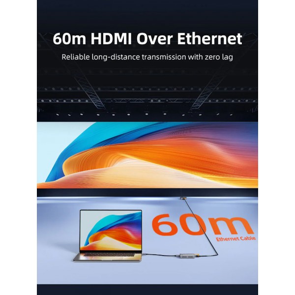 CABLETIME HDMI video extender CT-HEHD-FG60 μέσω καλωδίου RJ45, 1080p/60Hz, έως 60m - CABLETIME