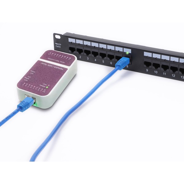 DELOCK patch panel 91087 για rack 19", 1U, 24 θυρών, CAT 6 UTP, με LED, μαύρο