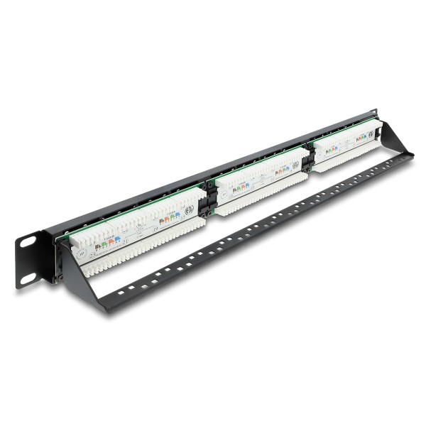 DELOCK patch panel 91087 για rack 19", 1U, 24 θυρών, CAT 6 UTP, με LED, μαύρο - Νέα & Ref PC