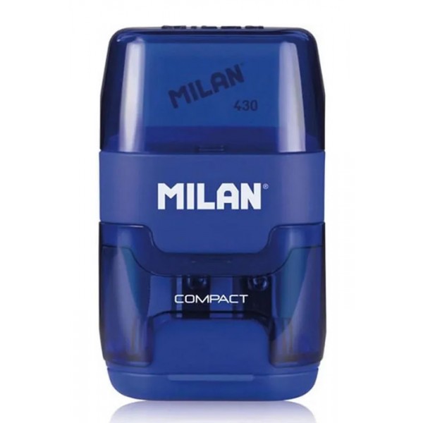 MILAN ξύστρα μολυβιών με κάδο & γόμα 1204703116, μπλε - Είδη Γραφείου & Εξοπλισμός