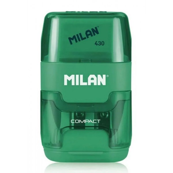 MILAN ξύστρα μολυβιών με κάδο & γόμα 1204703116, πράσινη - Είδη Γραφείου & Εξοπλισμός