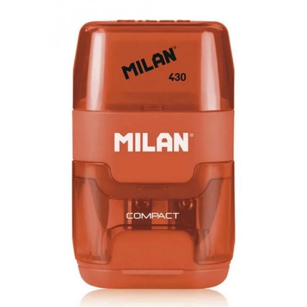 MILAN ξύστρα μολυβιών με κάδο & γόμα 1204703116, πορτοκαλί - Είδη Γραφείου & Εξοπλισμός