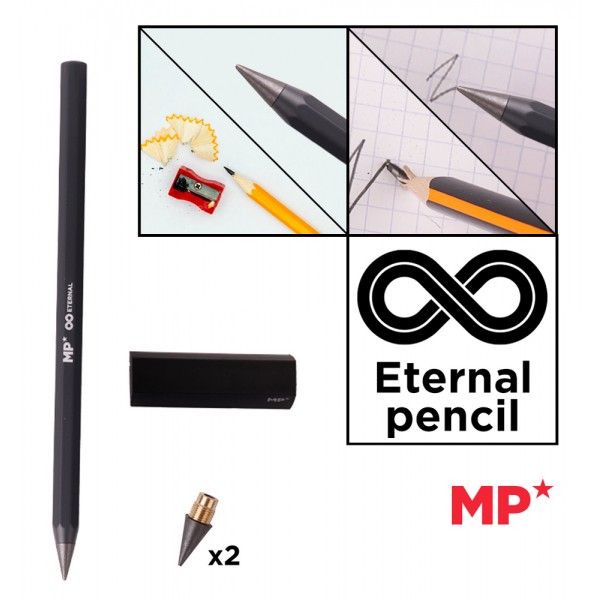 MP eternal μεταλλικό μολύβι PE560 με γόμα & 2x ανταλλακτικές μύτες, μαύρο - Είδη Γραφείου & Εξοπλισμός