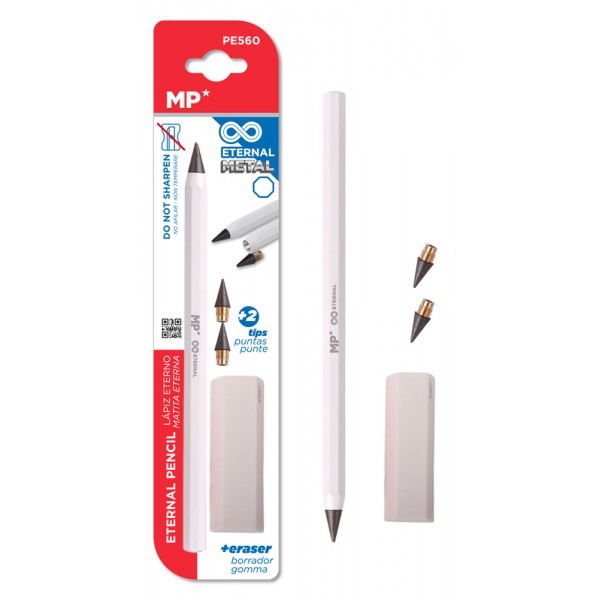 MP eternal μολύβι PE560 με γόμα & 2x ανταλλακτικές μύτες, λευκό - 