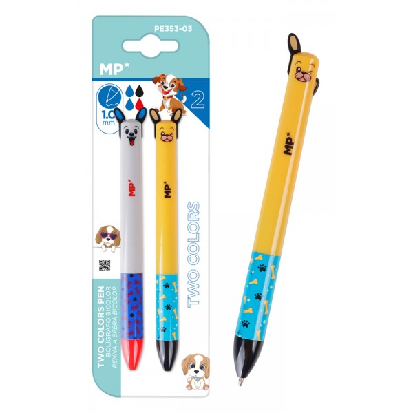 MP παιδικό στυλό 2x χρωμάτων PE353-03, 1mm μύτη, μπλε-μαύρο/κόκκινο, 2τμχ - Είδη Γραφείου & Εξοπλισμός