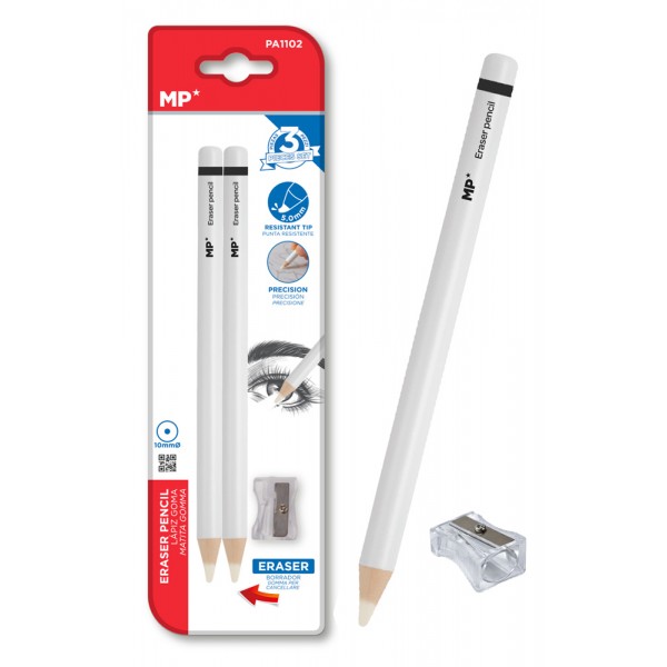 MP ξυλομπογιά PA1102 με ξύστρα, 5mm μύτη, στρογγυλό, λευκό, 2τμχ - Είδη Γραφείου & Εξοπλισμός